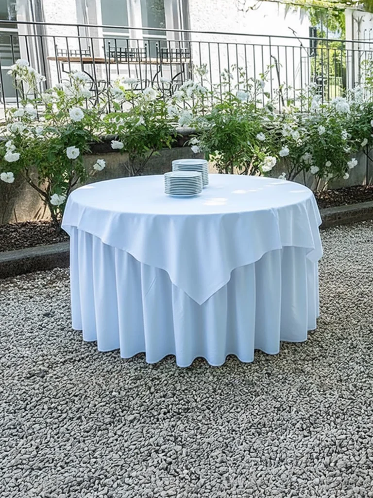 Buffettisch rund "Gala weiß" für Ihr Event mieten