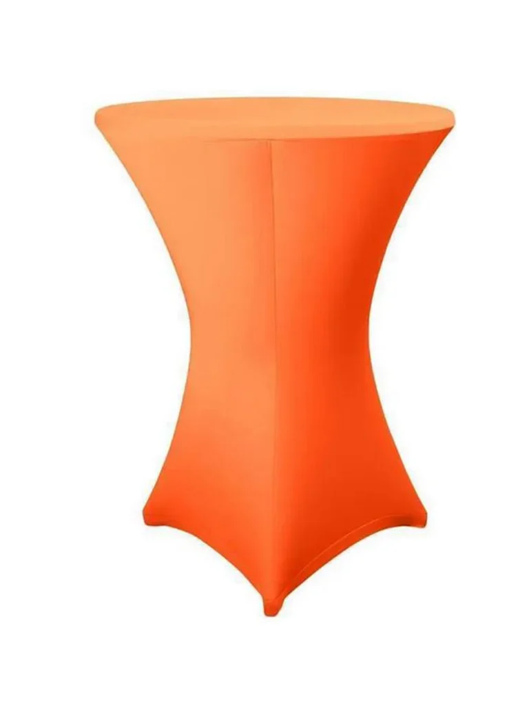 Bistro Stehtisch mit oranger Husse mieten | Ø 70 cm