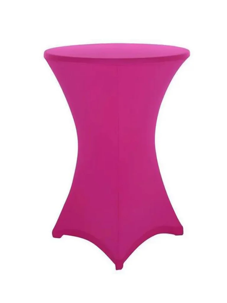 Bistro Stehtisch mit pinker Husse mieten | Ø 70 cm