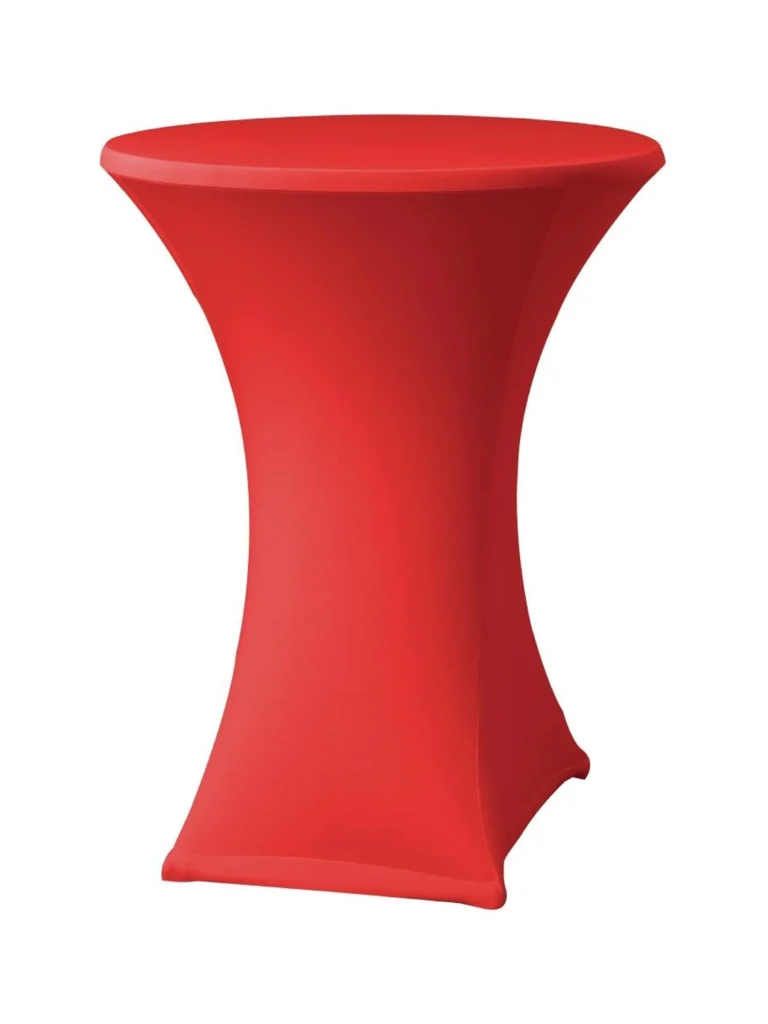 Bistro Stehtisch mit roter Husse mieten | Ø 70 cm