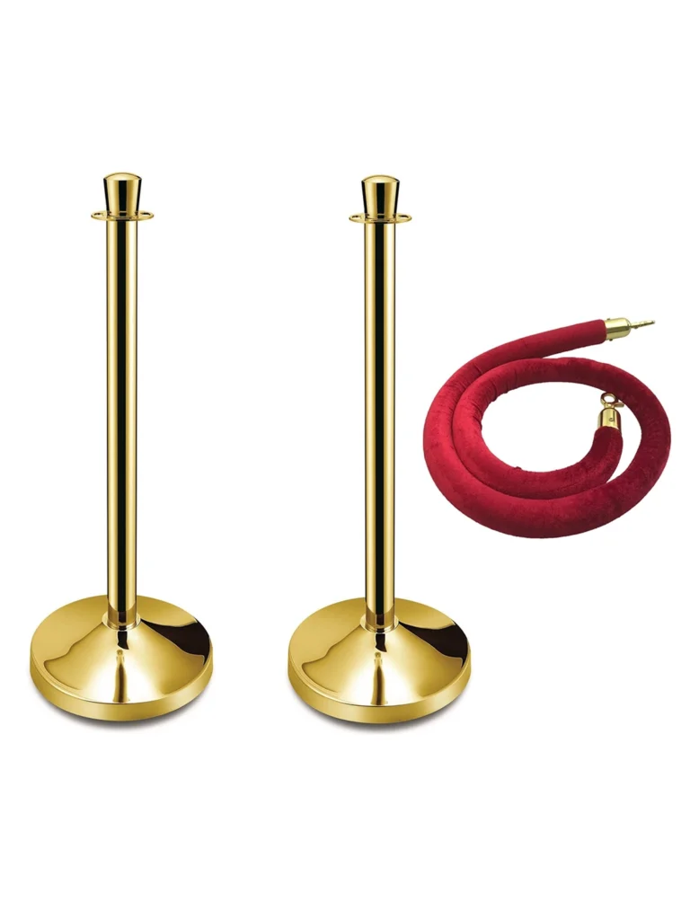 Goldene Kordelständer mit Samtkordeln mieten