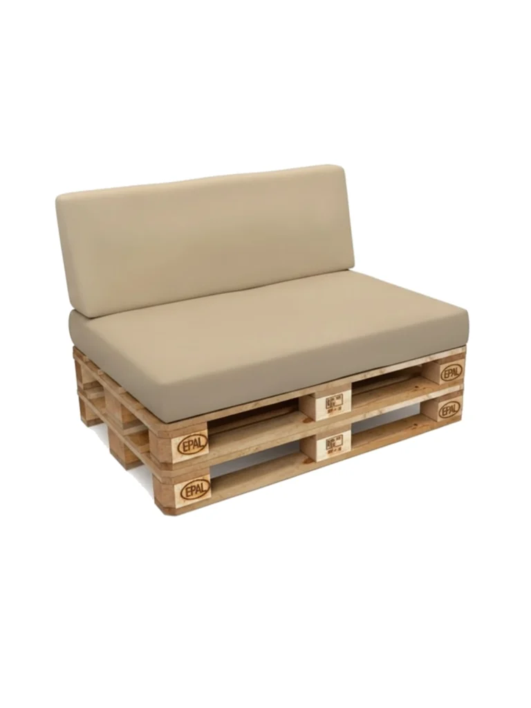 Premium-Palettensofa beige mit Lehne mieten